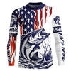 Maxcorners Flame American Flag Custom Bass Long Sleeve Tournament Fishing Shirts, Patriotic Bass Fishing Jersey LM0501