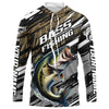 Maxcorners Bass Fishing Camo Long Sleeve Fishing Shirts, Custom Largemouth Bass Tournament Fishing Jerseys LM0201