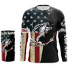 Maxcorners Personalized Bass Fishing American Flag Custom Long Sleeve Fishing Shirts, personalized Patriotic Fishing gifts LM0501