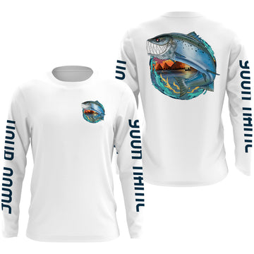 Maxcorners Custom Angry Chinook King Salmon Fishing jerseys, Salmon Long sleeve performance Fishing Shirts LM0201