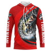 Maxcorners Personalized Bass Fishing Jerseys, Largemouth Bass Tournament Fishing Shirts | Red LM0201