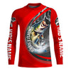 Maxcorners Personalized Bass Fishing Jerseys, Largemouth Bass Tournament Fishing Shirts | Red LM0201