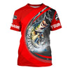 Maxcorners Personalized Bass Fishing Jerseys, Largemouth Bass Tournament Fishing Shirts | Red LM0201