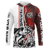 Maxcorners Pesonalized Largemouth Bass Fishing Jerseys, Bass Long Sleeve Tournament Fishing Shirts | Red Camo LM0201
