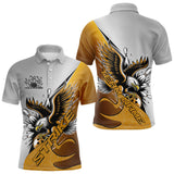 Maxcorners Custom Yellow Eagle Bowling Team Men Polo Shirts, Eagle Bowling League Shirt Bowlers Outfit