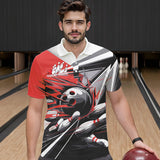 Maxcorners Custom Black And Red Striking Bowling Polo Shirts For Men, Team Uniform Bowlers Outfits