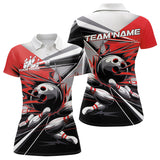 Maxcorners Custom Black And Red Striking Bowling Polo Shirts For Men, Team Uniform Bowlers Outfits