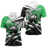 Maxcorners Custom Black And Green Striking Bowling Polo Shirts For Men, Team Uniform Bowlers Outfits