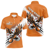 Maxcorners Custom Orange Eagle Bowling Jerseys, Eagle Bowling Men & Women Polo Shirts Team Uniform Bowlers Outfit