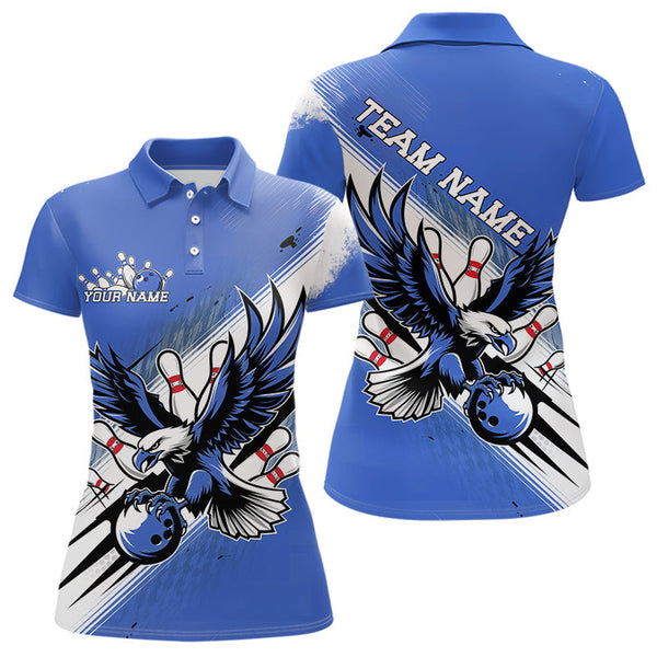 Maxcorners Custom Blue Eagle Bowling Jerseys, Eagle Bowling Men & Women Polo Shirts Team Uniform Bowlers Outfit