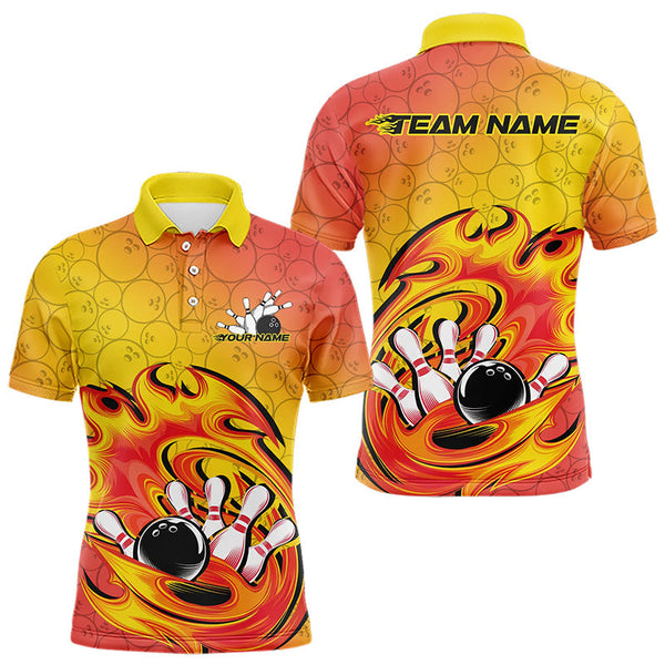 Maxcorners Custom Flame Bowling Polo Shirts Bowling Team Shirt Bowler Uniform