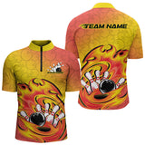 Maxcorners Custom Flame Bowling Polo Shirts Bowling Team Shirt Bowler Uniform