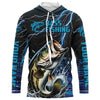 Maxcorners Blue Thunder Lightning Custom Bass Long Sleeve Tournament Fishing Shirts, Bass Fishing Jerseys LM0201