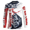 Maxcorners Personalized American Flag Bass Fishing Shirts, Bass Long Sleeve Tournament Fishing Jerseys LM0201