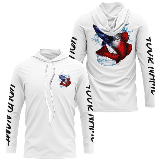 Maxcorners Personalized American Flag Speckled Trout Fishing Shirts, Patriotic Trout Long Sleeve Fishing Shirts LM0501