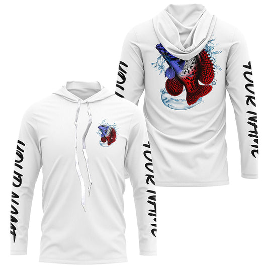 Maxcorners Personalized American Flag Crappie Fishing Shirts, Patriotic Crappie Long Sleeve Fishing Shirts LM0501