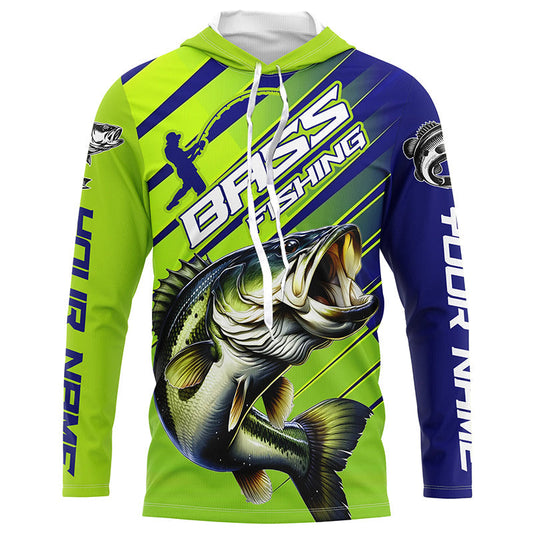 Maxcorners Custom Largemouth Bass Fishing Uv Protection Long Sleeve Shirts, Bass Tournament Fishing Shirt LM0201