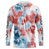 Maxcorners Red, White And Blue Tie Dye Personalized Patriotic Performance Fishing Shirts, Uv Fishing Apparel LM0201