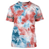 Maxcorners Red, White And Blue Tie Dye Personalized Patriotic Performance Fishing Shirts, Uv Fishing Apparel LM0201