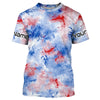 Maxcorners Red, White And Blue Tie Dye Personalized Patriotic Performance Fishing Shirts, Uv Fishing Apparel 1 LM0201