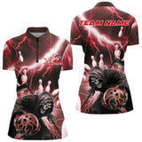 Maxcorners Custom Red Thunder Lightning Grim Reaper Bowling Men Polo Shirt, Halloween Bowling Outfit MT0609