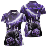 Maxcorners Custom Purple Thunder Lightning Grim Reaper Bowling Men Polo Shirt, Halloween Bowling Outfit MT0609