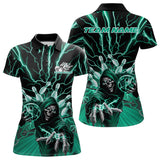 Maxcorners Custom Black And Green Lightning Grim Reaper Bowling Men Polo Shirt, Halloween Outfit MT0609