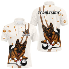 Maxcorners Custom Funny German Shepherd Dog Men Bowling Team Shirt, Dog Lovers Bowling Uniform LM0412