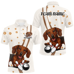 Maxcorners Custom Funny Dachshund Dog Men Bowling Team Shirt, Dog Lovers Bowling Uniform LM0412