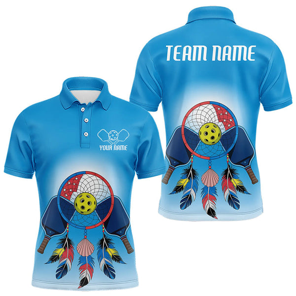 Maxcorners Custom Dreamcatcher Pickleball Polo Shirts For Men, Native Pickleball Shirt