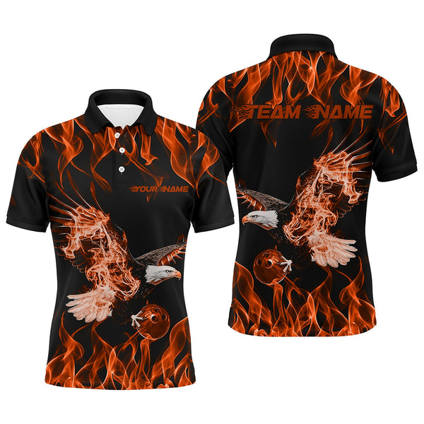 Maxcorners Custom Black And Orange Flame Eagle Bowling Team Men Polo Shirts, Eagle Bowling League Shirt 
Regular Price
$39.99