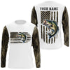 Maxcorners Personalized American Flag Bass Long Sleeve Fishing Camo Shirts, Patriotic Bass Fishing Jersey LM0501