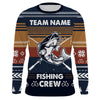 Maxcorners Catfish Fishing Crew Ugly sweater pattern Custom Long Sleeve Fishing Shirts, Catfish Fishing Christmas gifts for Fishing team LM0201