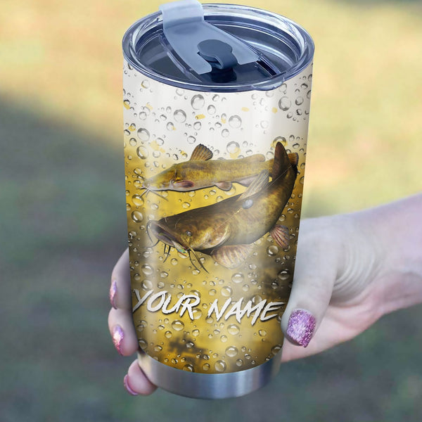 Maxcorners Flathead Catfish Fishing Tumbler Skin Customize Name Tumbler