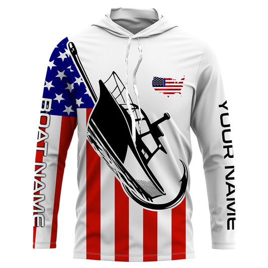 Maxcorners Custom Deep Sea Fishing Shirts With Boat Name, American Flag Saltwater Fishing Shirt LM0501