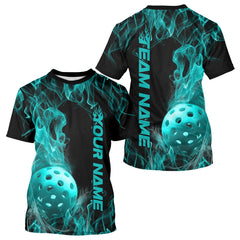 Maxcorners Custom Blue Flame Pickleball Polo Shirts For Men, Fire Pickleball Jerseys Team Uniform LM2206