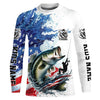 Maxcorners Personalized American Flag Bass Long Sleeve Fishing Shirts, Patriotic Bass Fishing Jerseys LM0201