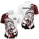 Maxcorners Custom Red Camo Lion Bowling Team Polo Shirts For Men, Lion Bowling League Shirt LM0803