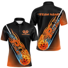 Maxcorners Custom Ice And Fire Pickleball Shirt, Flame Pickleball Polo Team Shirts For Men LM2206