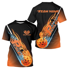 Maxcorners Custom Ice And Fire Pickleball Shirt, Flame Pickleball Polo Team Shirts For Men LM2206