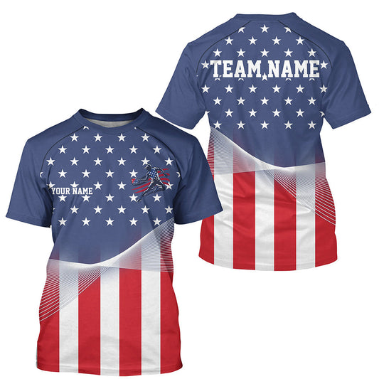 Maxcorners Custom American Flag Patriotic Pickleball Polo Shirts For Men, US Pickleball