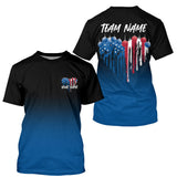 Maxcorners Custom Blue Patriotic Heart Pickleball Polo Shirts For Men, US Flag Pickleball Team Shirt
