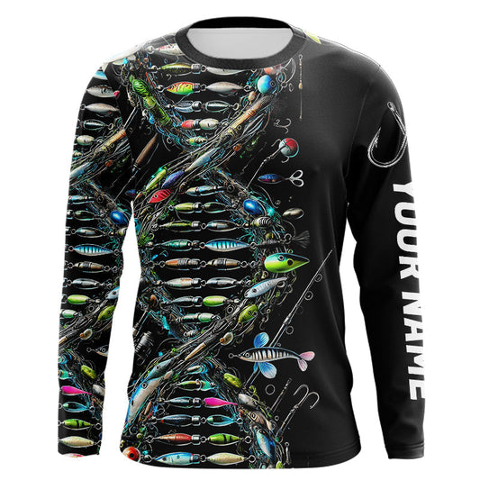 Maxcorners Fishing DNA Custom Long Sleeve UV Protection Performance Fishing Shirts LM0607