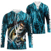 Maxcorners Largemouth Bass Fishing Custom Long Sleeve Tournament Shirts, Bass Fishing Jerseys | Blue Camo LM0201