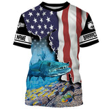 Maxcorners Great Barracuda Fishing American Flag Customize Name 3D Shirts