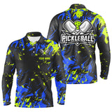 Maxcorners Green And Blue Custom Pickleball Team Shirts, Custom Pickleball Polo Shirts For Men