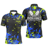 Maxcorners Green And Blue Custom Pickleball Team Shirts, Custom Pickleball Polo Shirts For Men