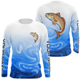 Maxcorners Blue Camo Redfish Fishing Custom Long Sleeve Shirts, Redfish Saltwater Fishing Apparel MT2108
