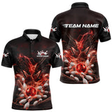 Maxcorners Custom Red Lightning Flame Dragons Bowling Men Polo Shirt, Fire Dragon Bowling Jerseys TU0909