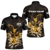 Maxcorners Custom Yellow Lightning Flame Dragons Bowling Men Polo Shirt, Fire Dragon Bowling Jerseys TU0909
